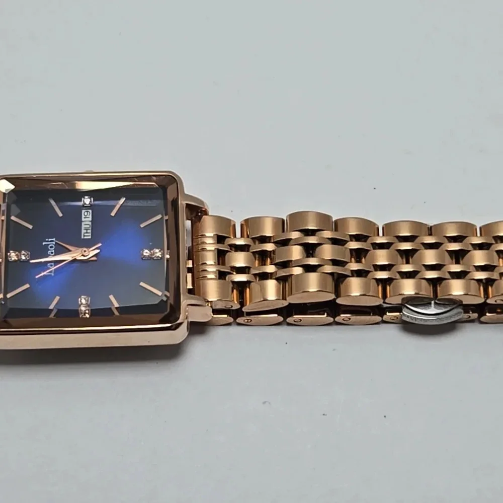 Womens Labaoli Day Date Blue Dial Rose Gold Stainless Steel Watch LA258M Dainty